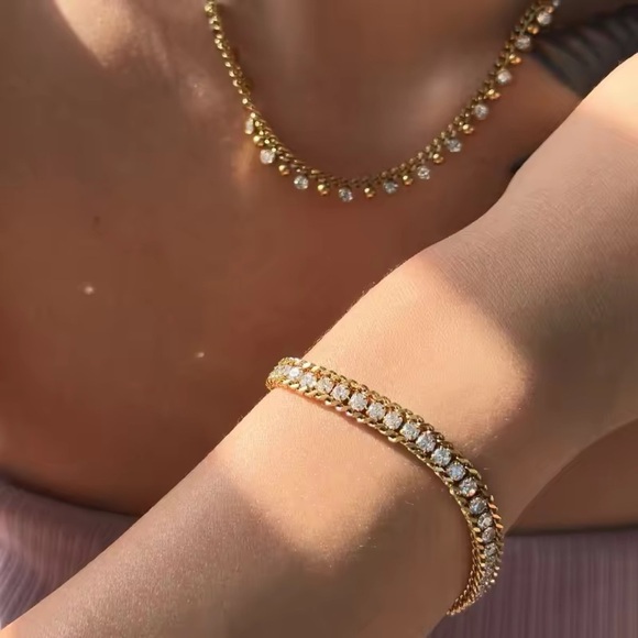 18K Gold Plated - Cubic Zirconia bracelet - Picture 1 of 6